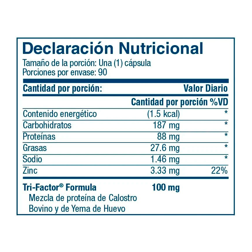 información nutricional transfer factor plus