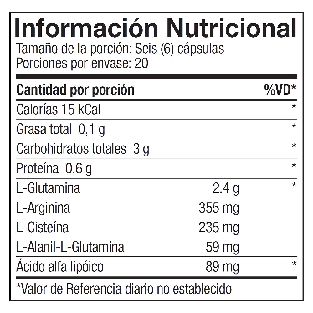 Información Nutricional 4Life Nano Factor Glutamine Prime™
